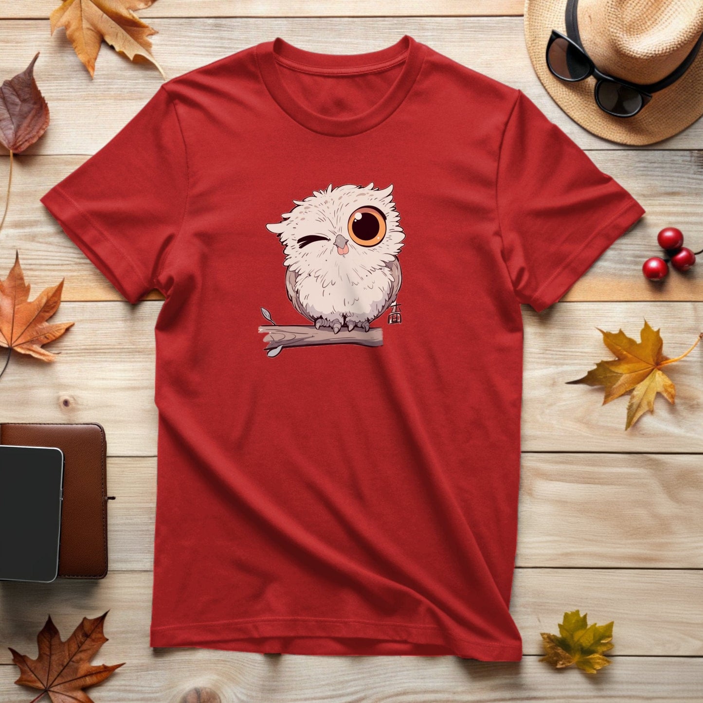 Cute Winking Kawaii-Owl T-Shirt