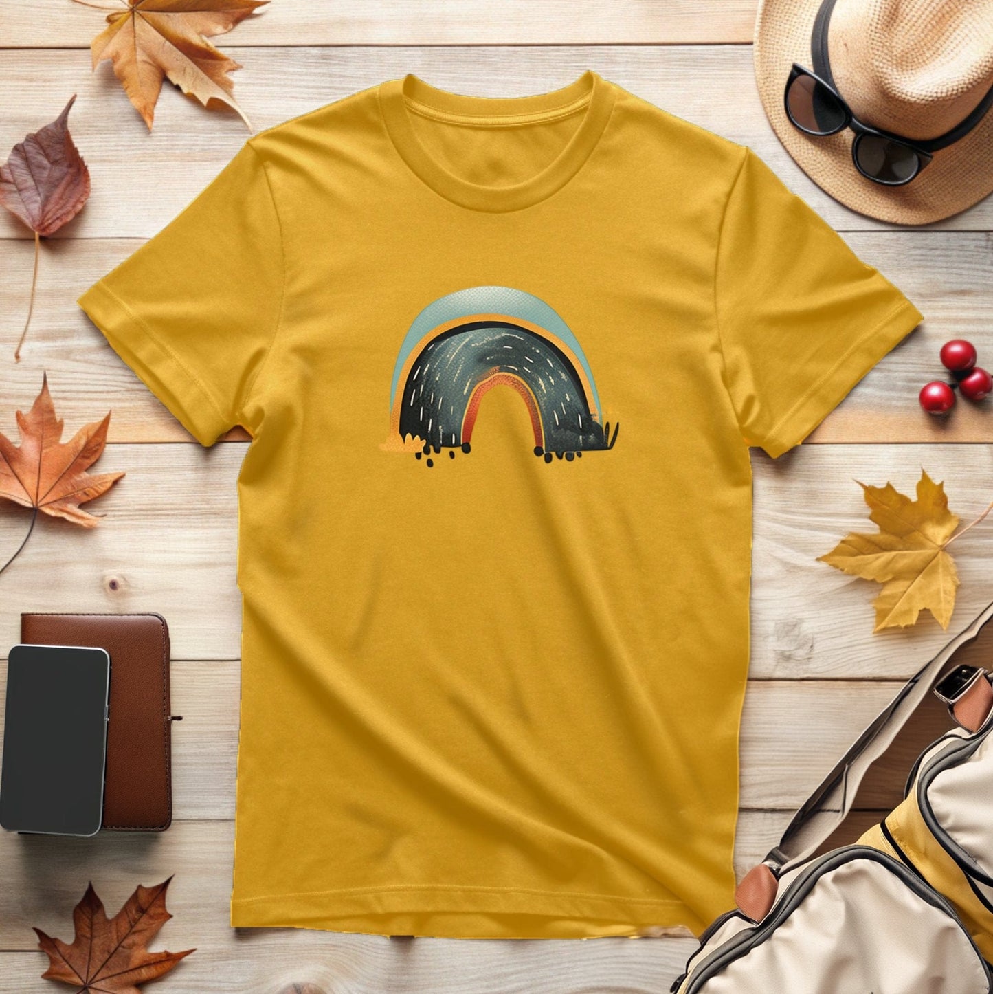 Retro Rainbow Road Graphic Print T-Shirt