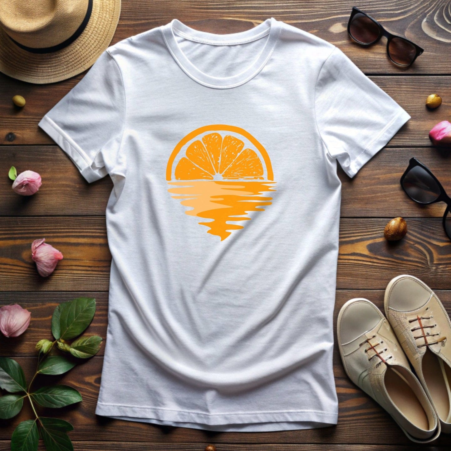 Relaxing Sunset Orange Fruit Graphic T-Shirt