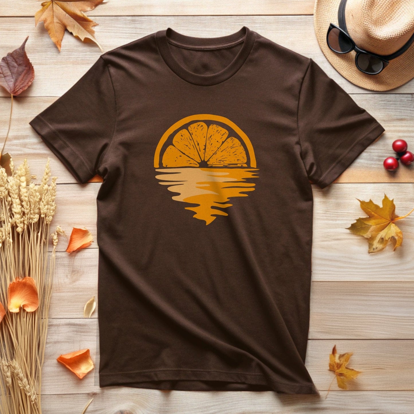 Relaxing Sunset Orange Fruit Graphic T-Shirt