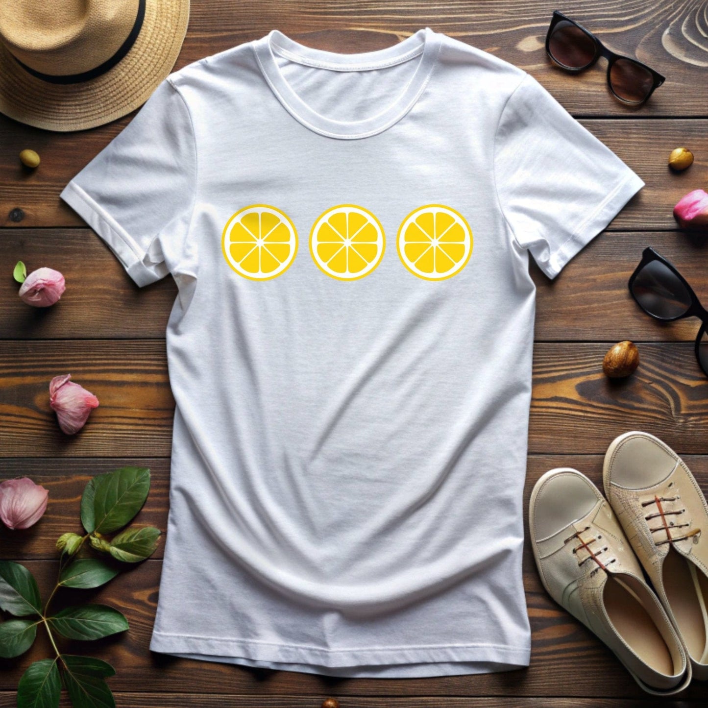 Lemon Slice Pattern Graphic T-Shirt