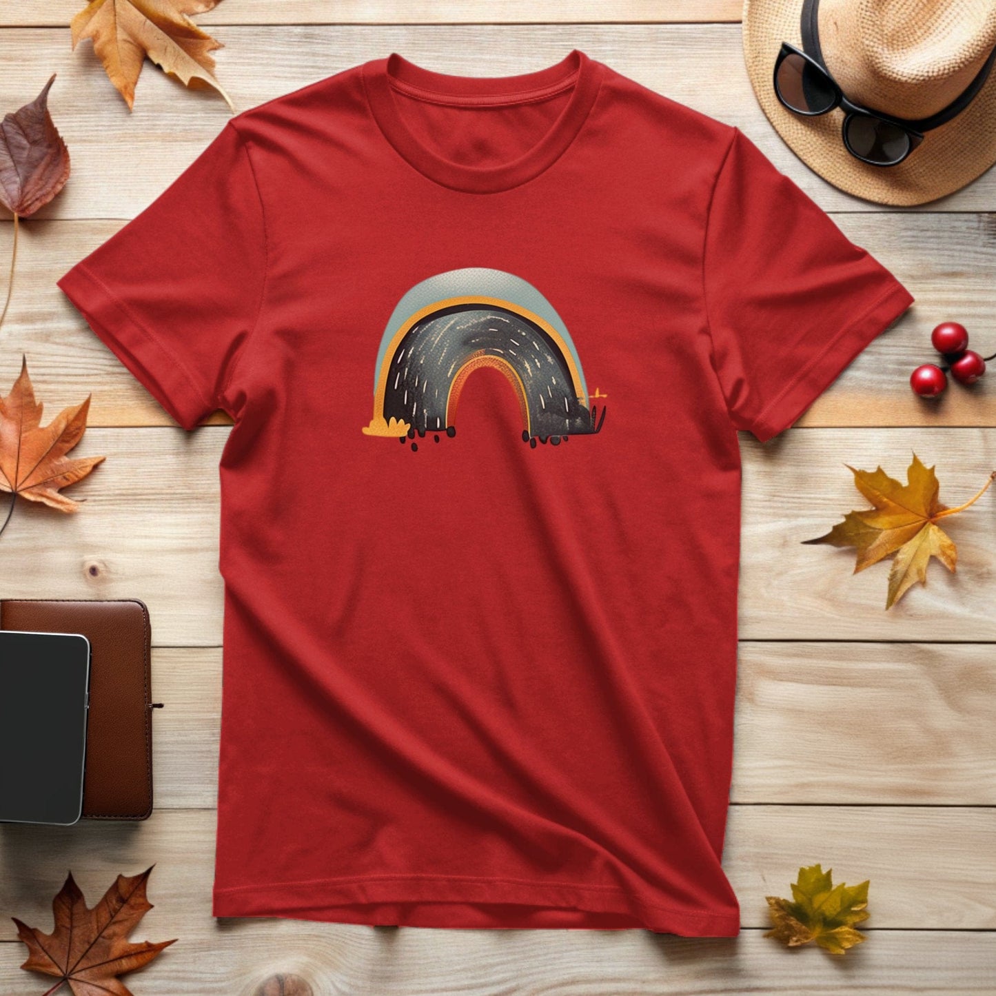 Retro Rainbow Road Graphic Print T-Shirt