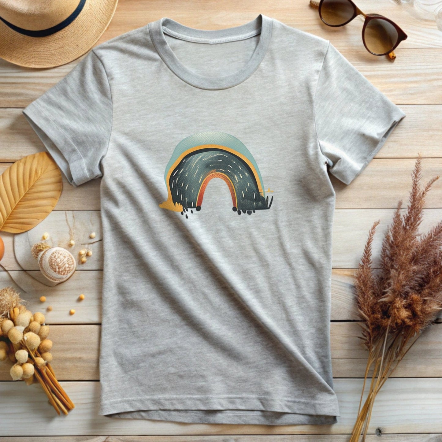 Retro Rainbow Road Graphic Print T-Shirt