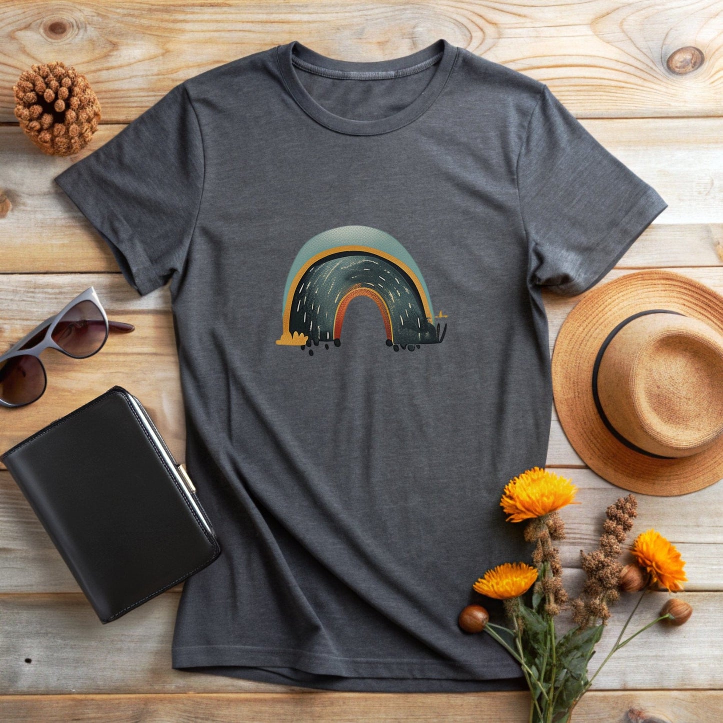 Retro Rainbow Road Graphic Print T-Shirt