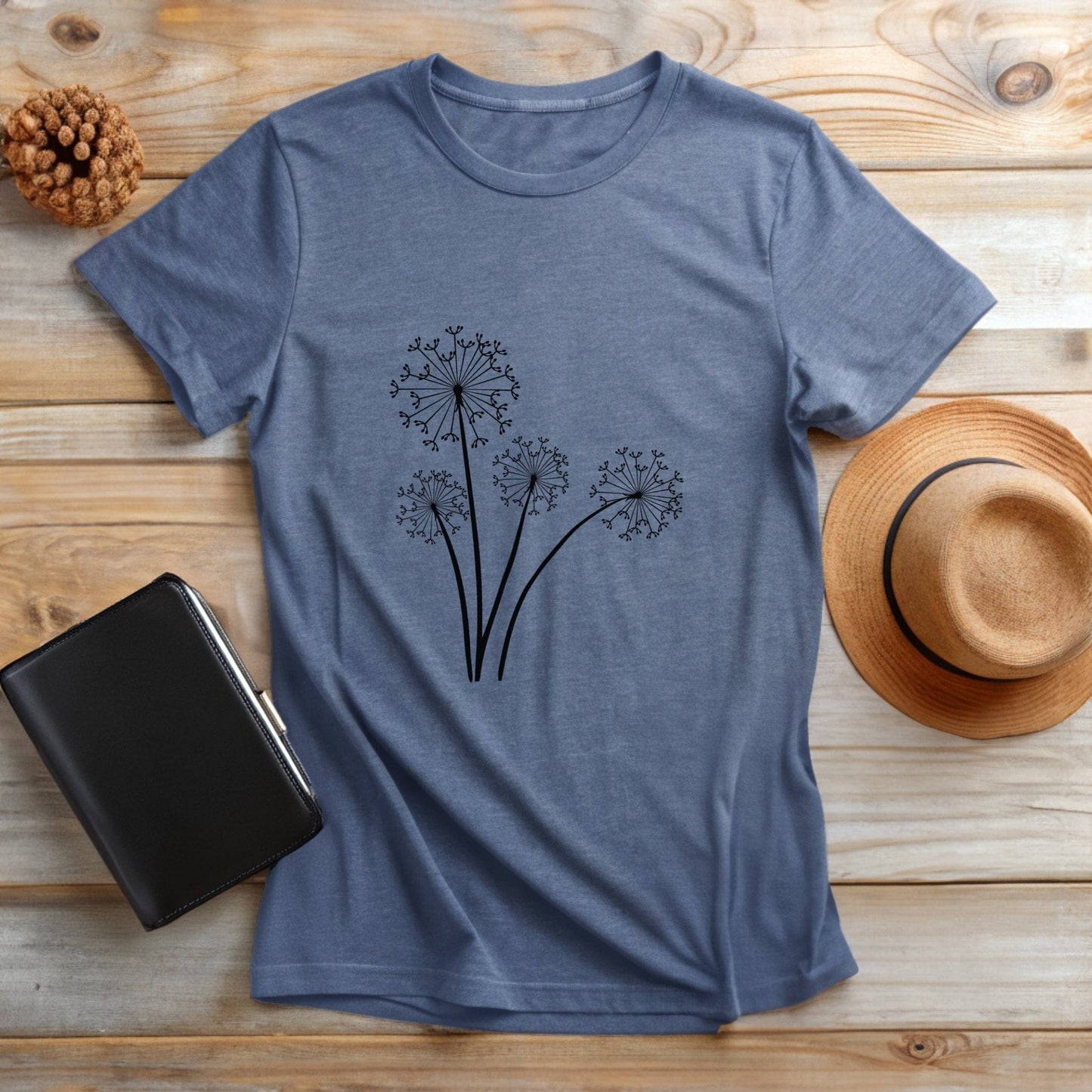 Elegant Dandelion Flower Silhouette Design T-Shirt