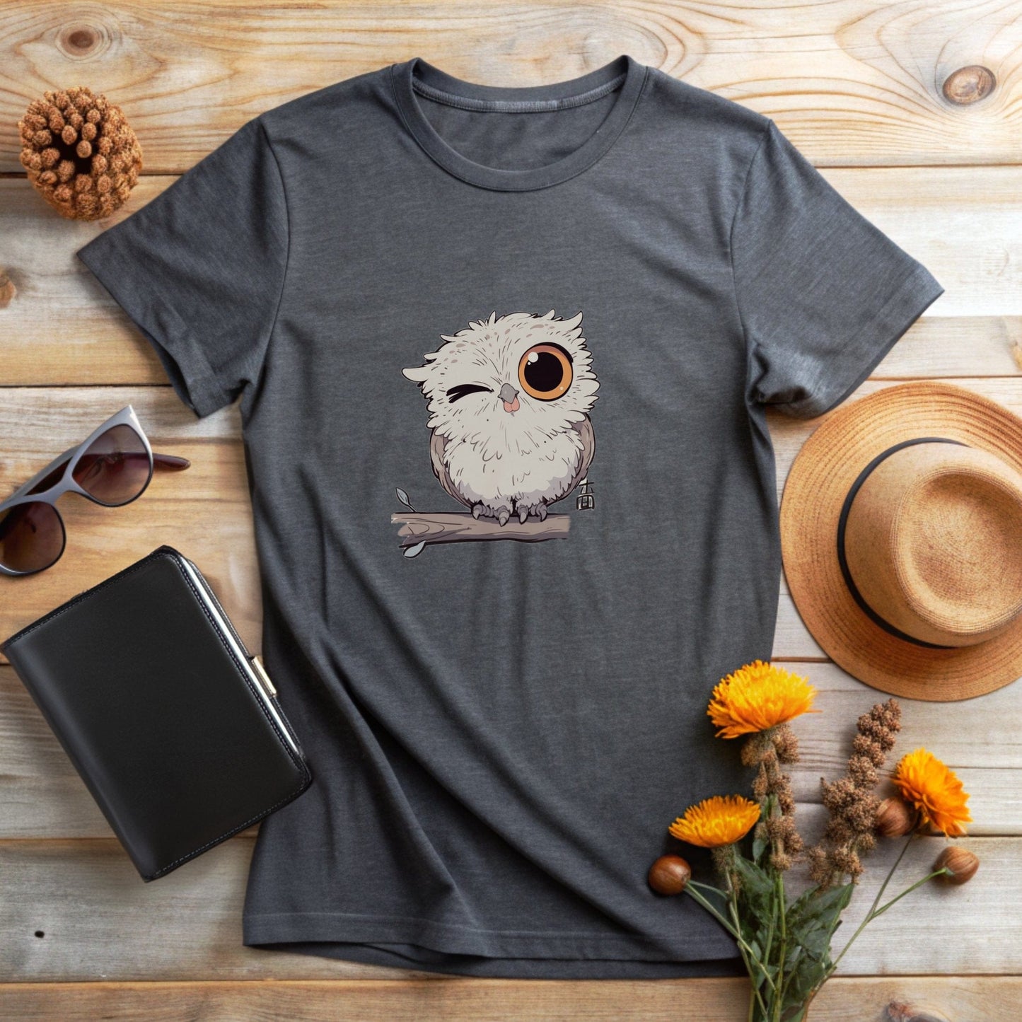 Cute Winking Kawaii-Owl T-Shirt