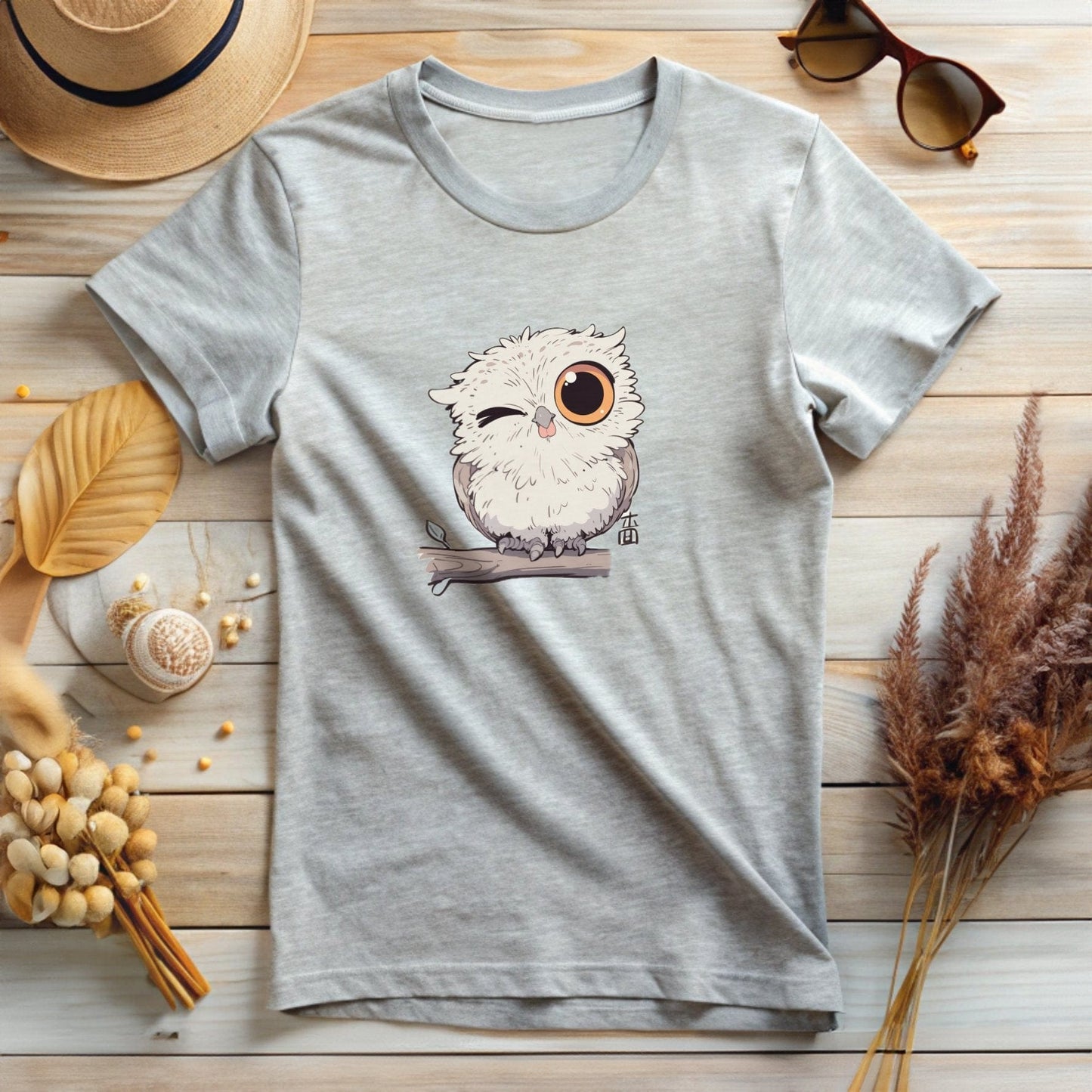 Cute Winking Kawaii-Owl T-Shirt