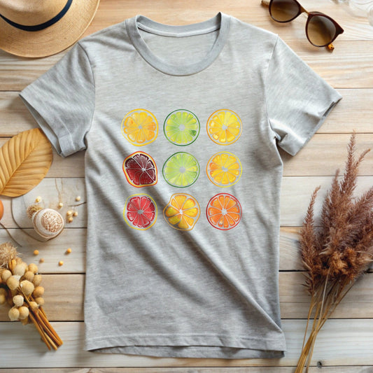 Colorful Citrus Fruit Pattern Graphic T-Shirt