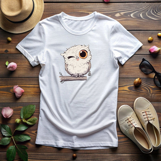 Cute Winking  Kawaii-Owl T-Shirt