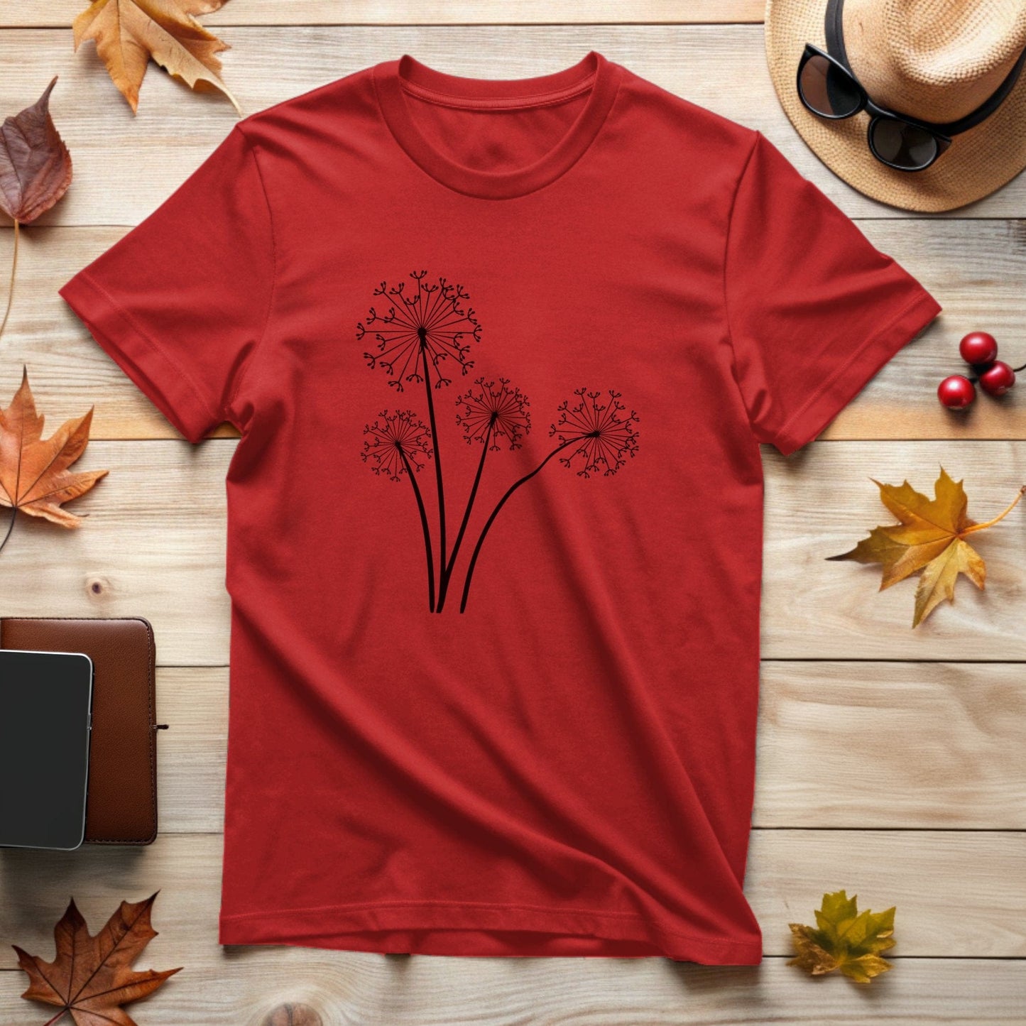 Botanical Dandelion Flower Graphic Design T-Shirt