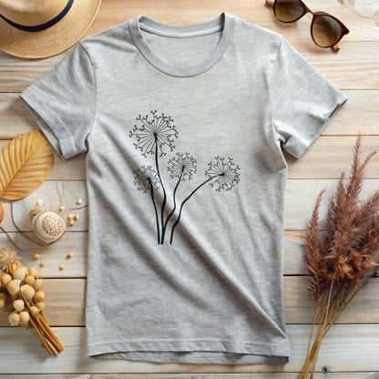 Botanical Dandelion Flower Graphic Design T-Shirt