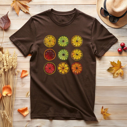 Colorful Citrus Fruit Pattern Graphic T-Shirt