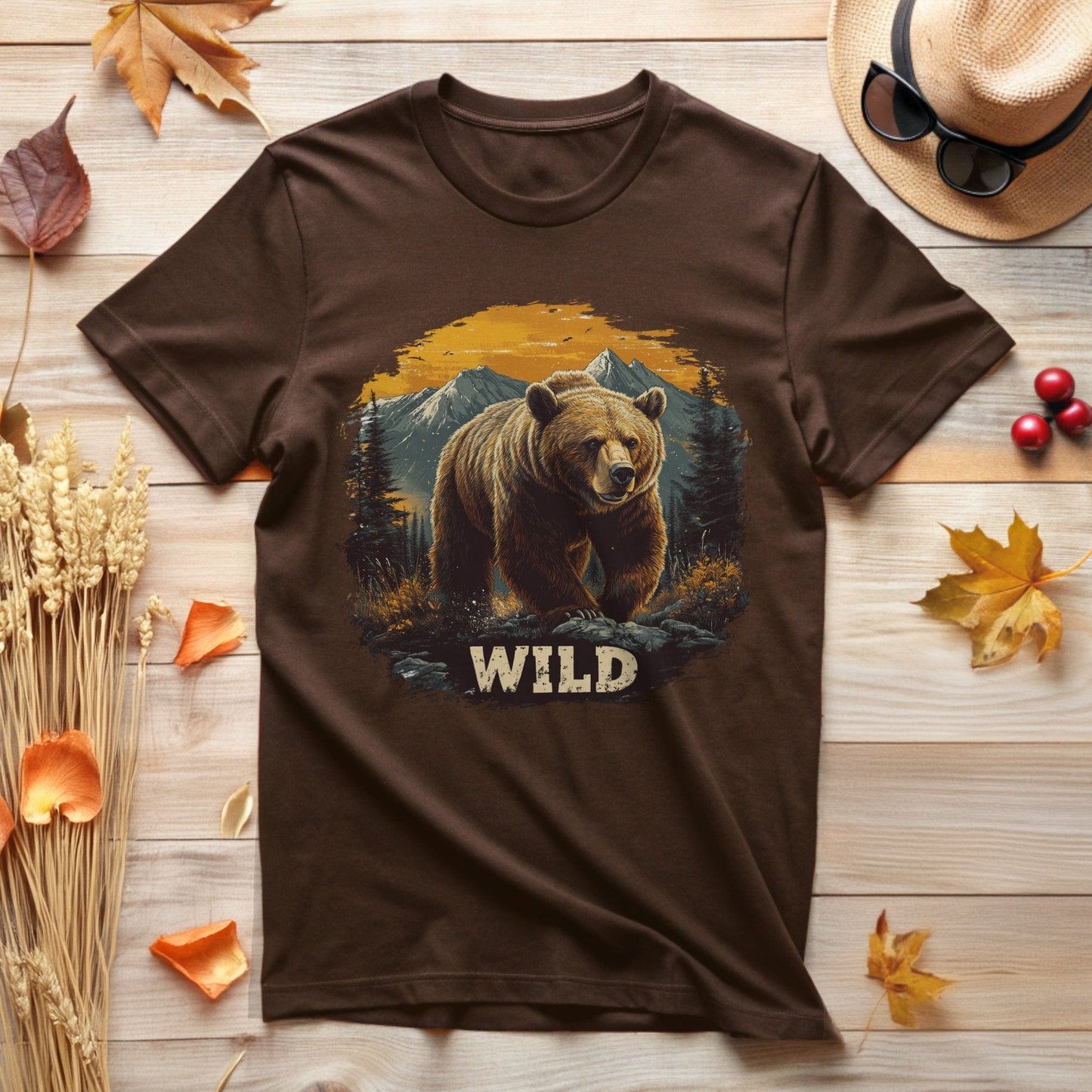 Wild Bear Adventure Mountain Scene T-Shirt