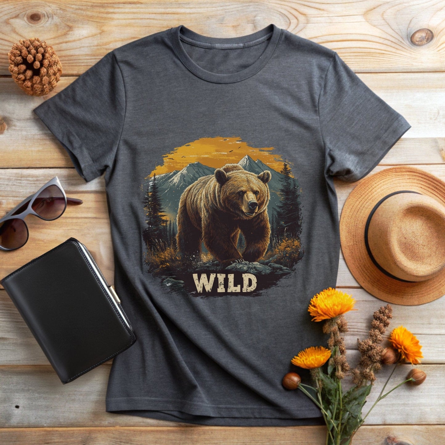 Wild Bear Adventure Mountain Scene T-Shirt