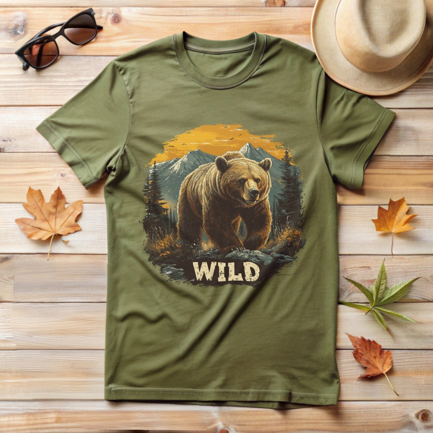 Wild Bear Adventure Mountain Scene T-Shirt