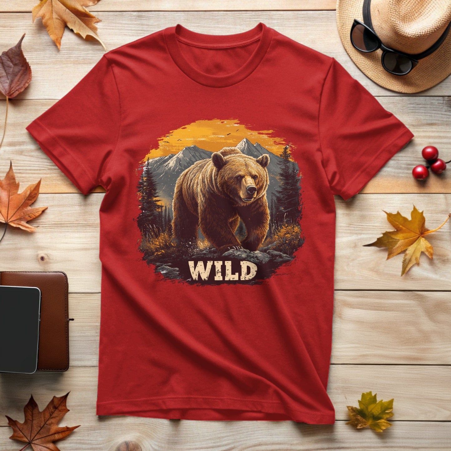 Wild Bear Adventure Mountain Scene T-Shirt