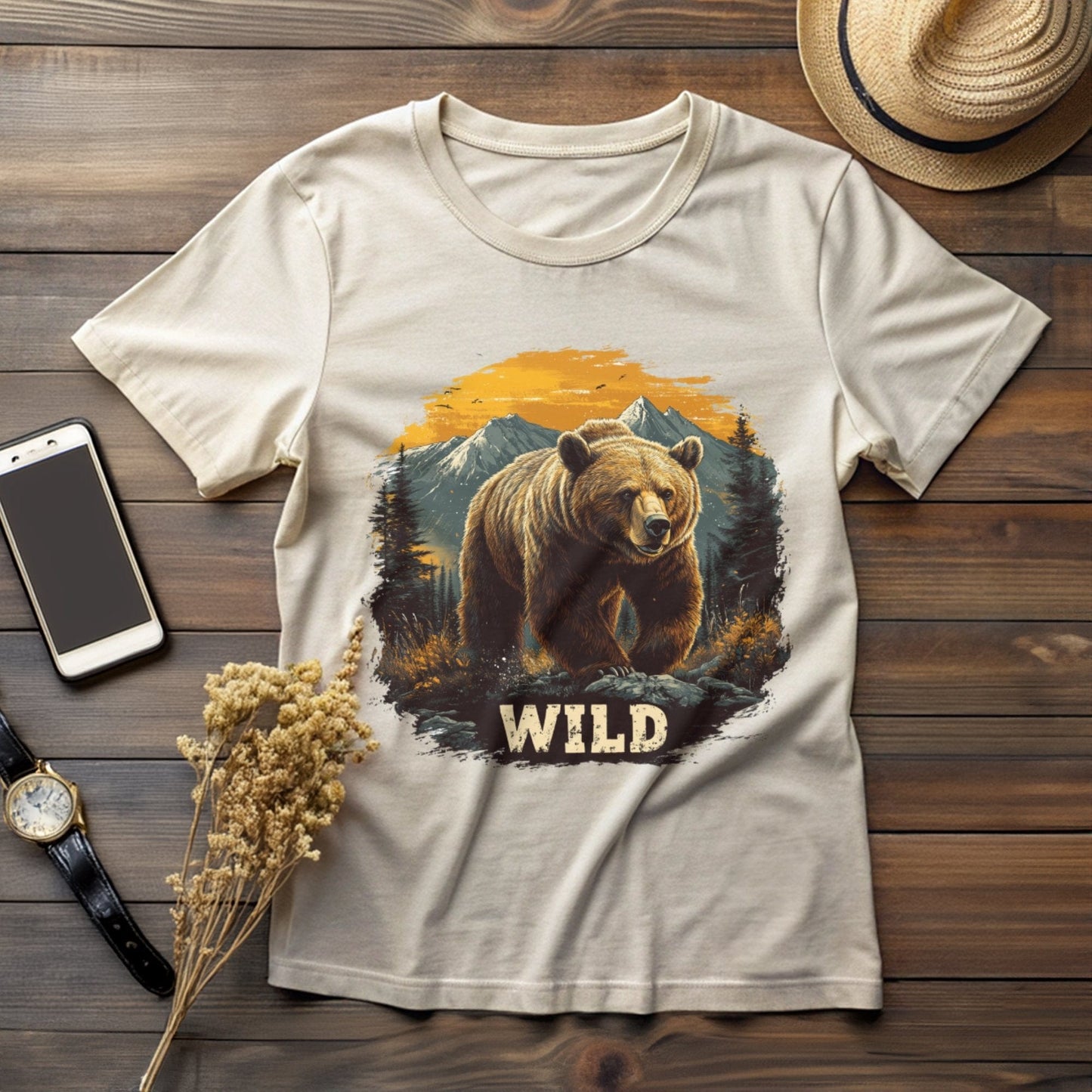 Wild Bear Adventure Mountain Scene T-Shirt